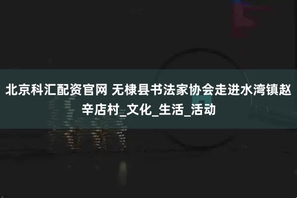 北京科汇配资官网 无棣县书法家协会走进水湾镇赵辛店村_文化_生活_活动