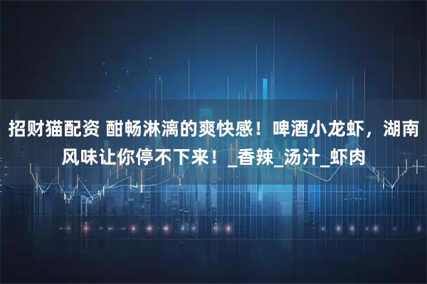 招财猫配资 酣畅淋漓的爽快感！啤酒小龙虾，湖南风味让你停不下来！_香辣_汤汁_虾肉